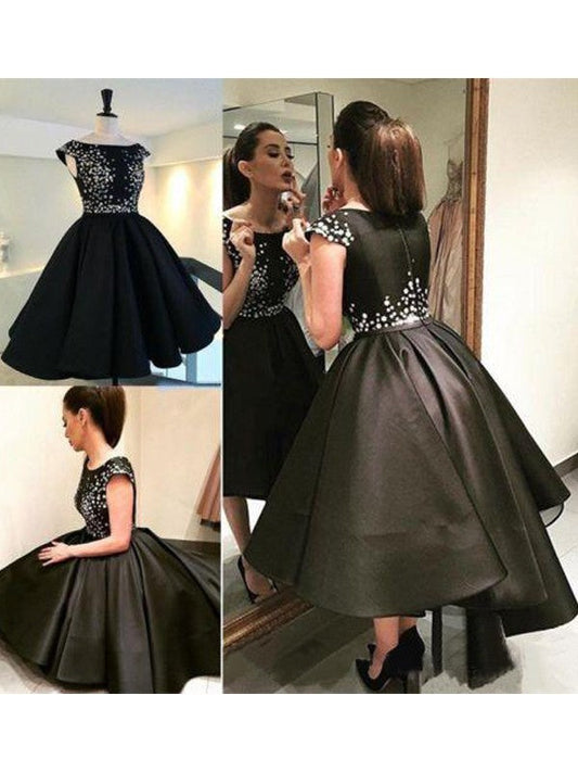Isabelle Homecoming Dresses Satin A-Line/Princess Sleeveless Scoop Sequin Short/Mini Dresses