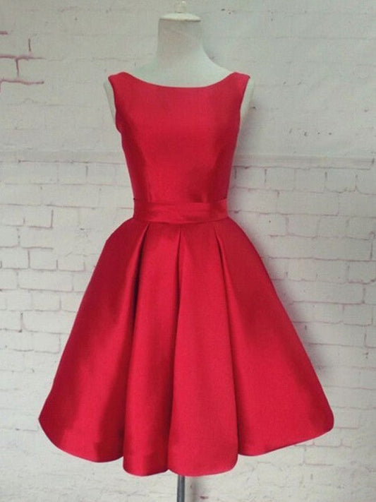 A-Line/Princess Satin Homecoming Dresses Azul Sleeveless Scoop Sash/Ribbon/Belt Short/Mini Dresses