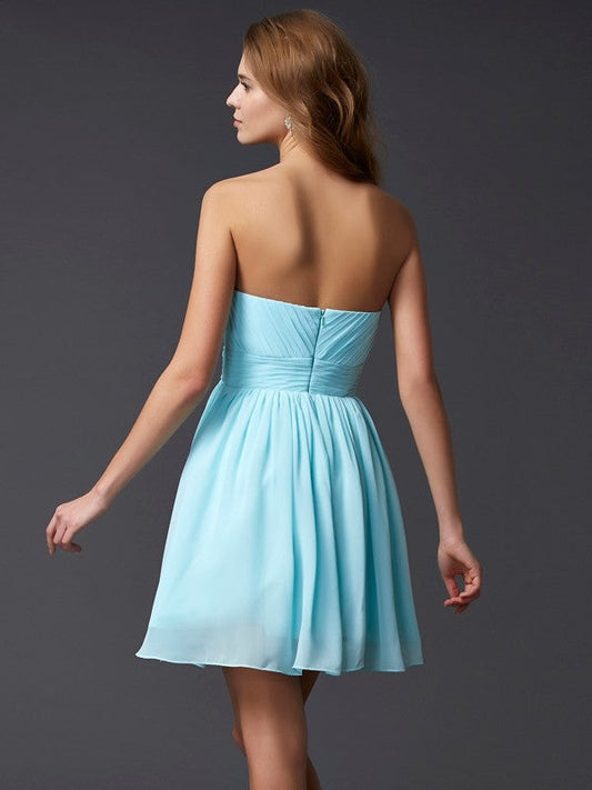 A-Line/Princess Sleeveless Sweetheart Beading Short Homecoming Dresses Karla Chiffon