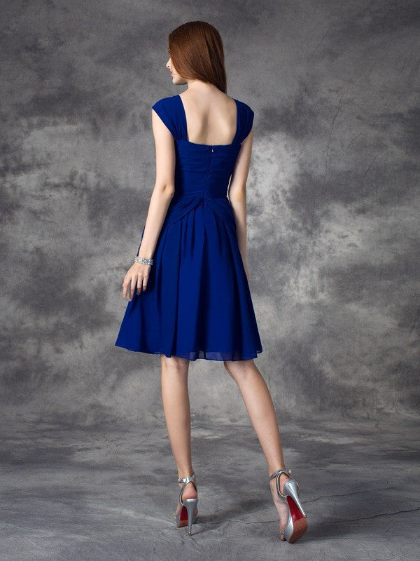 A-Line/Princess Straps Ruffles Sleeveless Shyanne Chiffon Homecoming Dresses Short Dresses