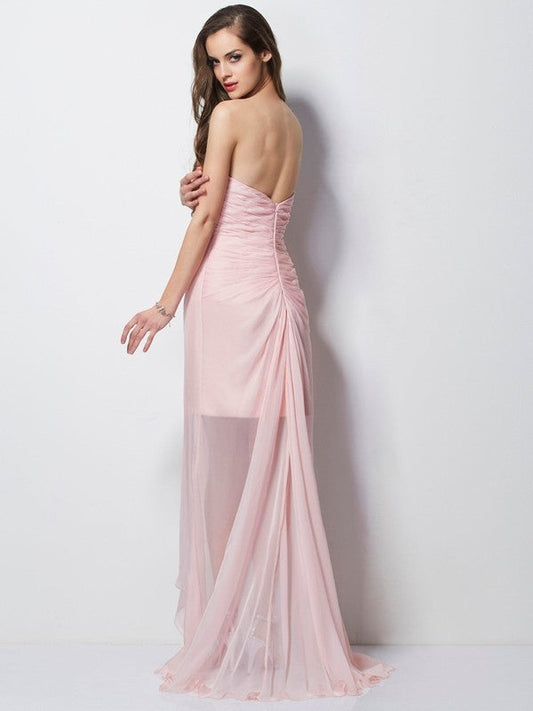 A-Line/Princess Sweetheart Sleeveless Beading Homecoming Dresses Lydia Chiffon Applique High Low Dresses