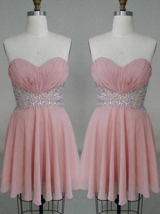 A-Line/Princess Sleeveless Sweetheart Beading Short/Mini Homecoming Dresses Tiana Chiffon Dresses