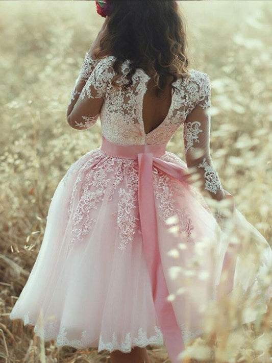 A-Line/Princess Sleeveless Homecoming Dresses Karsyn Lace Sweetheart Tulle Short/Mini Dresses