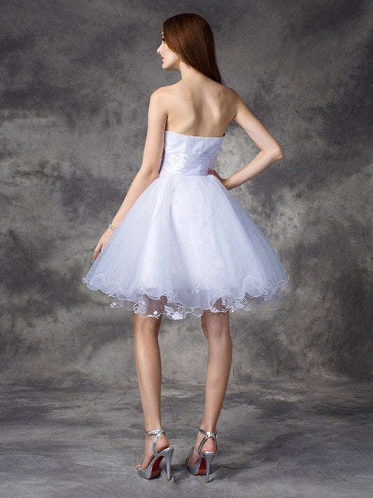 A-Line/Princess Sweetheart Ruffles Sleeveless Danika Homecoming Dresses Short Organza Dresses