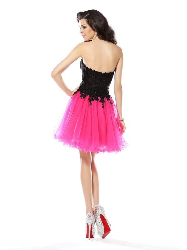 A-Line/Princess Sweetheart Sleeveless Short Net Homecoming Dresses Cocktail Lace Kay Dresses