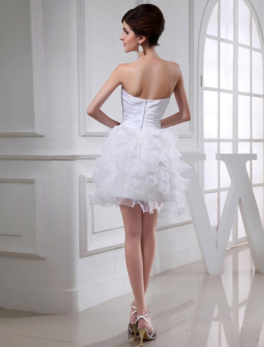 Martha Satin Homecoming Dresses Cocktail A-Line/Princess Beading Sweetheart Sleeveless Short Organza Dresses