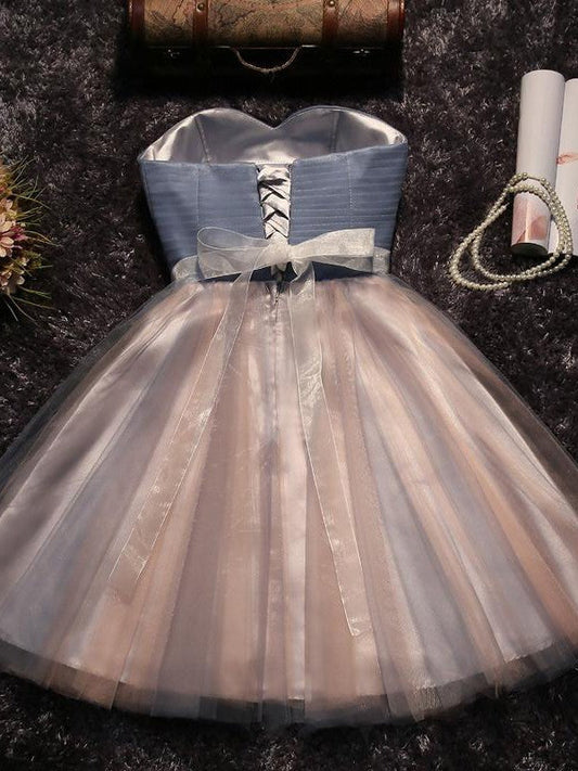 A-Line/Princess Sleeveless Sweetheart Tulle Beading Homecoming Dresses Melinda Short/Mini Dresses