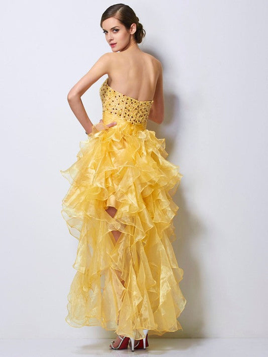Homecoming Dresses Hilary A-Line/Princess Sweetheart Sleeveless Beading High Low Tulle
