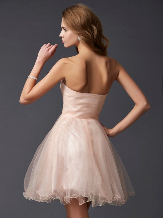 A-Line/Princess Sweetheart Sleeveless Short Silk Homecoming Dresses Mikayla Satin Like