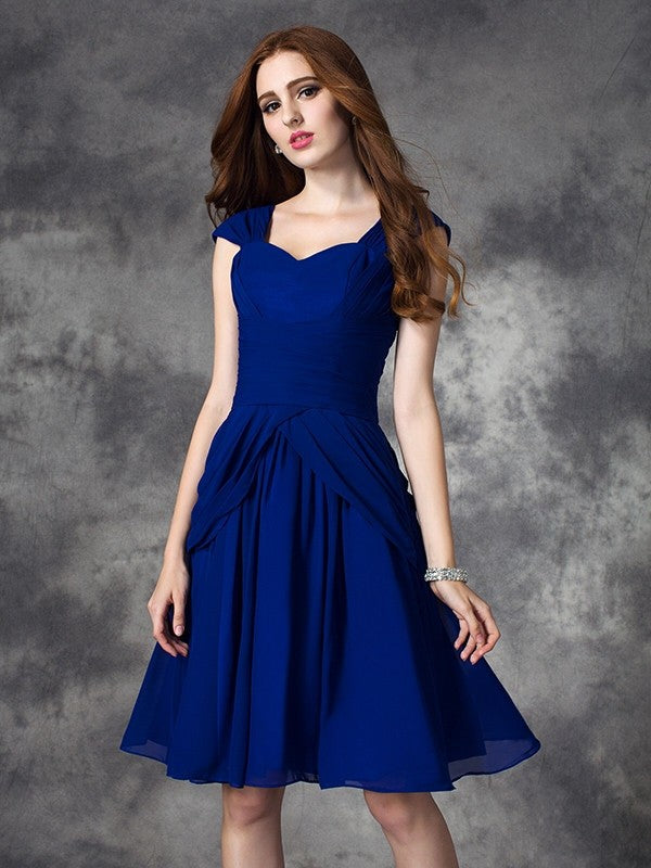 A-Line/Princess Straps Ruffles Sleeveless Shyanne Chiffon Homecoming Dresses Short Dresses