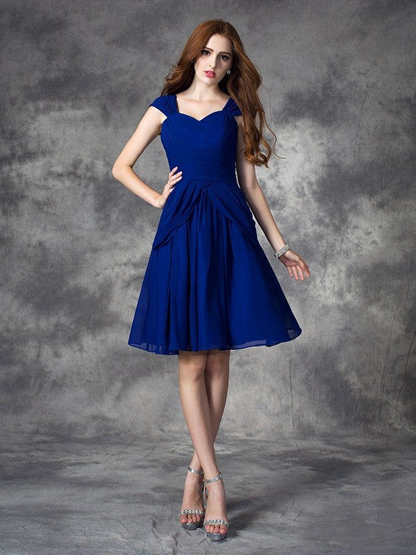 A-Line/Princess Straps Ruffles Sleeveless Shyanne Chiffon Homecoming Dresses Short Dresses
