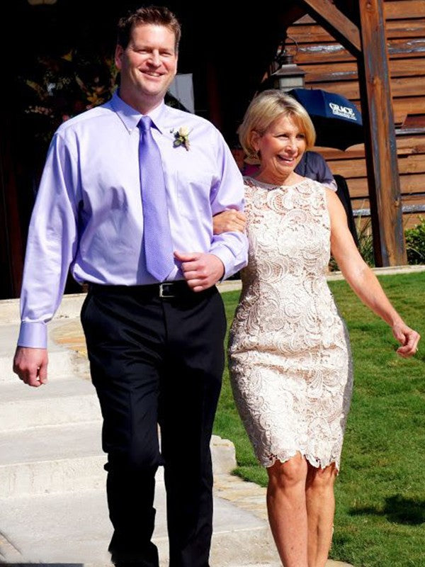 Stella Sheath/Column Lace Scoop Sleeveless Knee-Length Mother of the Bride Dresses DSP0020458