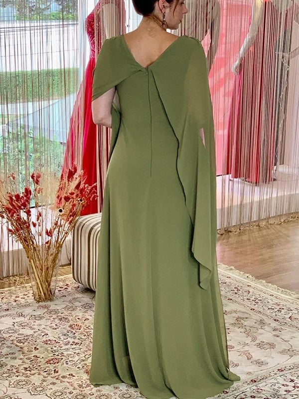 Aryanna Sheath/Column Chiffon Ruched Scoop Sleeveless Floor-Length Mother of the Bride Dresses DSP0020282