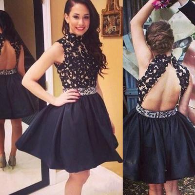 Prom Dress Lace Prom Dress Black Prom Dress Fitted Prom Dress Short Prom Dress RS607