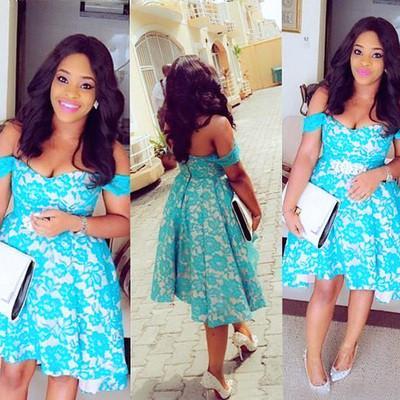 Short Off-shoulder Blue Lace Ruched Hi-lo Satin Chic Cocktail Dress Homecoming Dress RS94