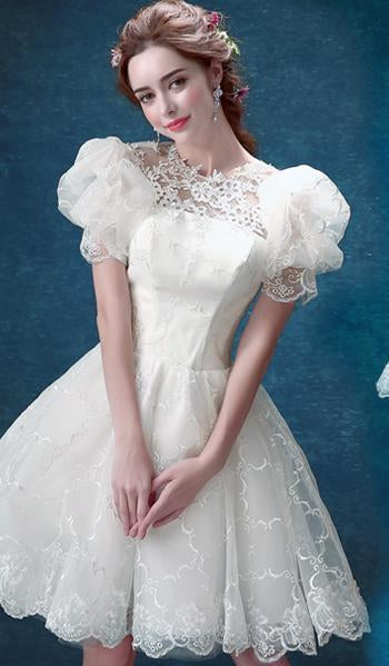 Princess Vintage Ivory Short Prom Dress Sweet 16 Cocktail Dress Graduation Dresses RS114