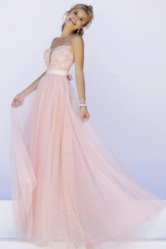 Pink Prom Dress Simple Lace backless prom dresses long evening Formal Gown RS115