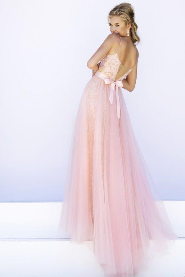 Pink Prom Dress Simple Lace backless prom dresses long evening Formal Gown RS115
