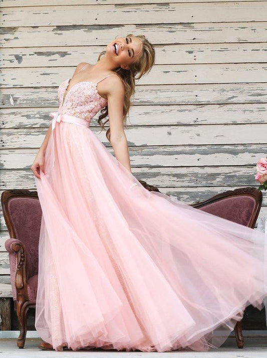 Pink Prom Dress Simple Lace backless prom dresses long evening Formal Gown RS115