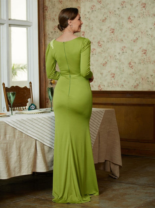 Kendall Sheath/Column Jersey Ruched Scoop Long Sleeves Floor-Length Mother of the Bride Dresses DSP0020352