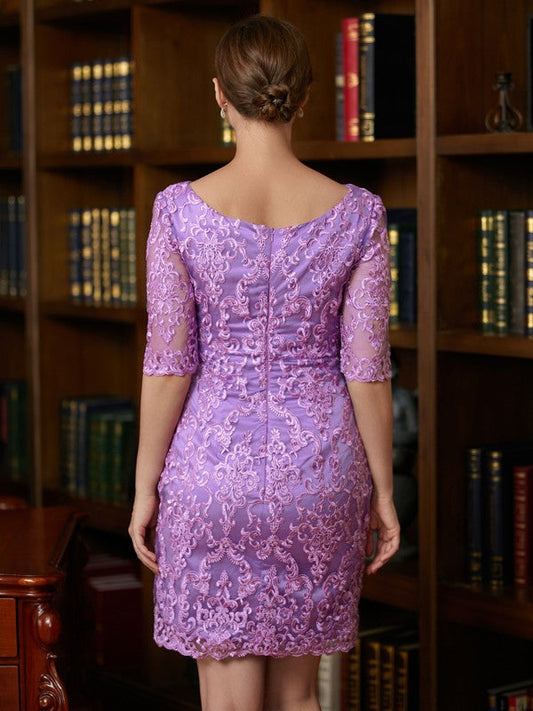 Bella Sheath/Column Lace V-neck 1/2 Sleeves Short/Mini Mother of the Bride Dresses DSP0020367