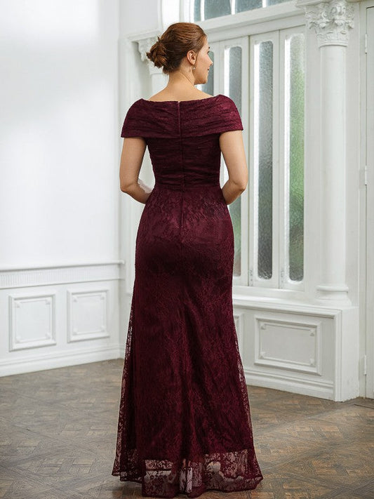 Marlie Sheath/Column Lace Ruched V-neck Short Sleeves Floor-Length Mother of the Bride Dresses DSP0020246