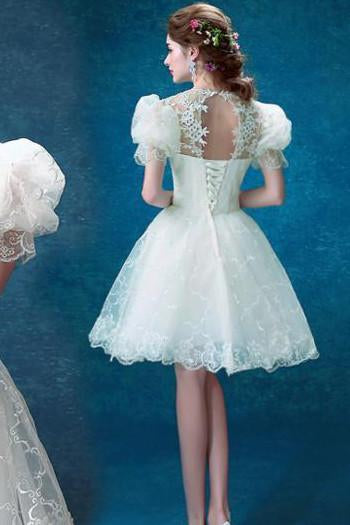 Princess Vintage Ivory Short Prom Dress Sweet 16 Cocktail Dress Graduation Dresses RS114