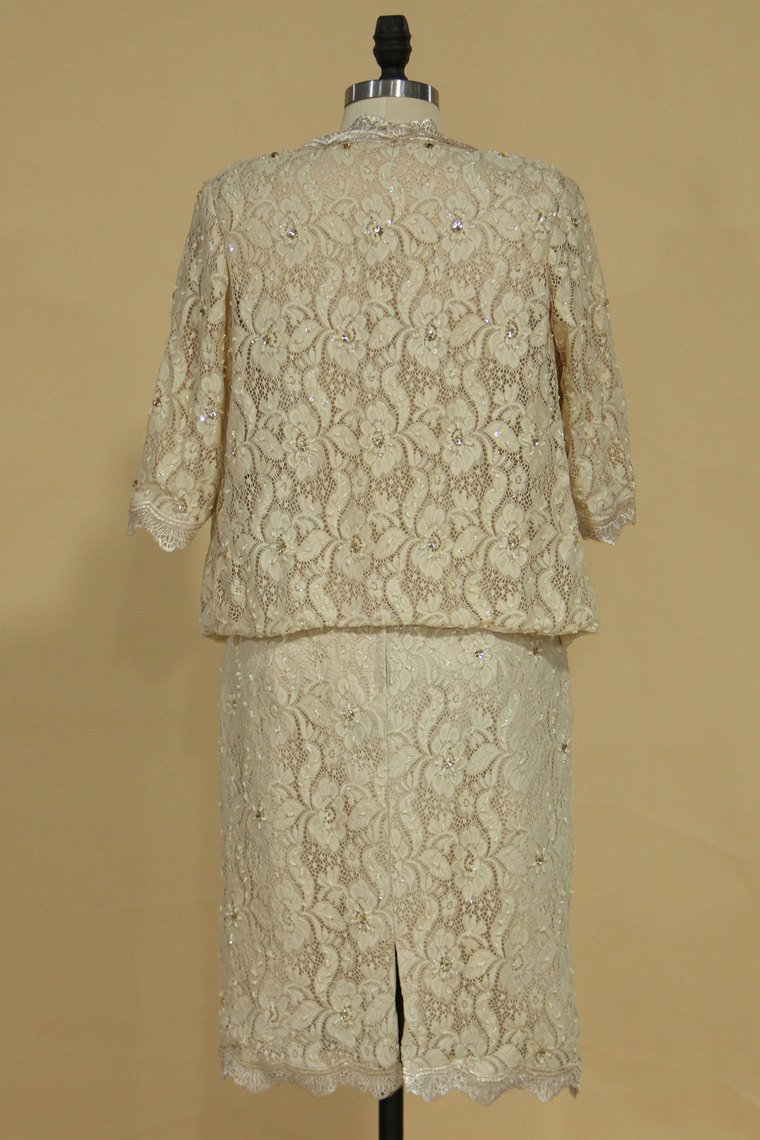 2024 Lace Straps Mother Of The Bride Dresses With Jacket Sheath