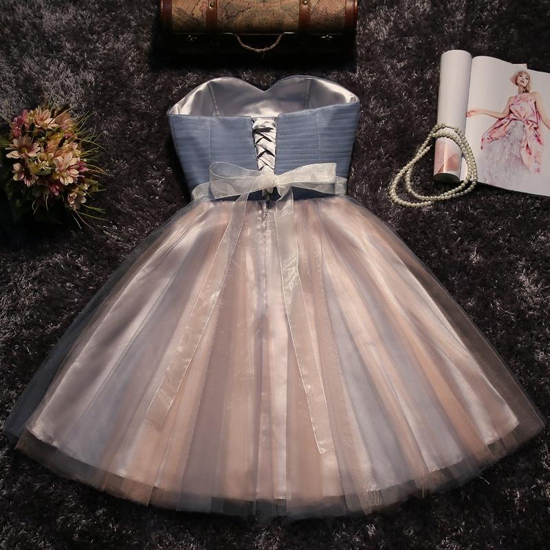Cute grey/black Strapless Short Sleeveless Prom Dress Homecoming Dress Bridesmaid Dress RS958
