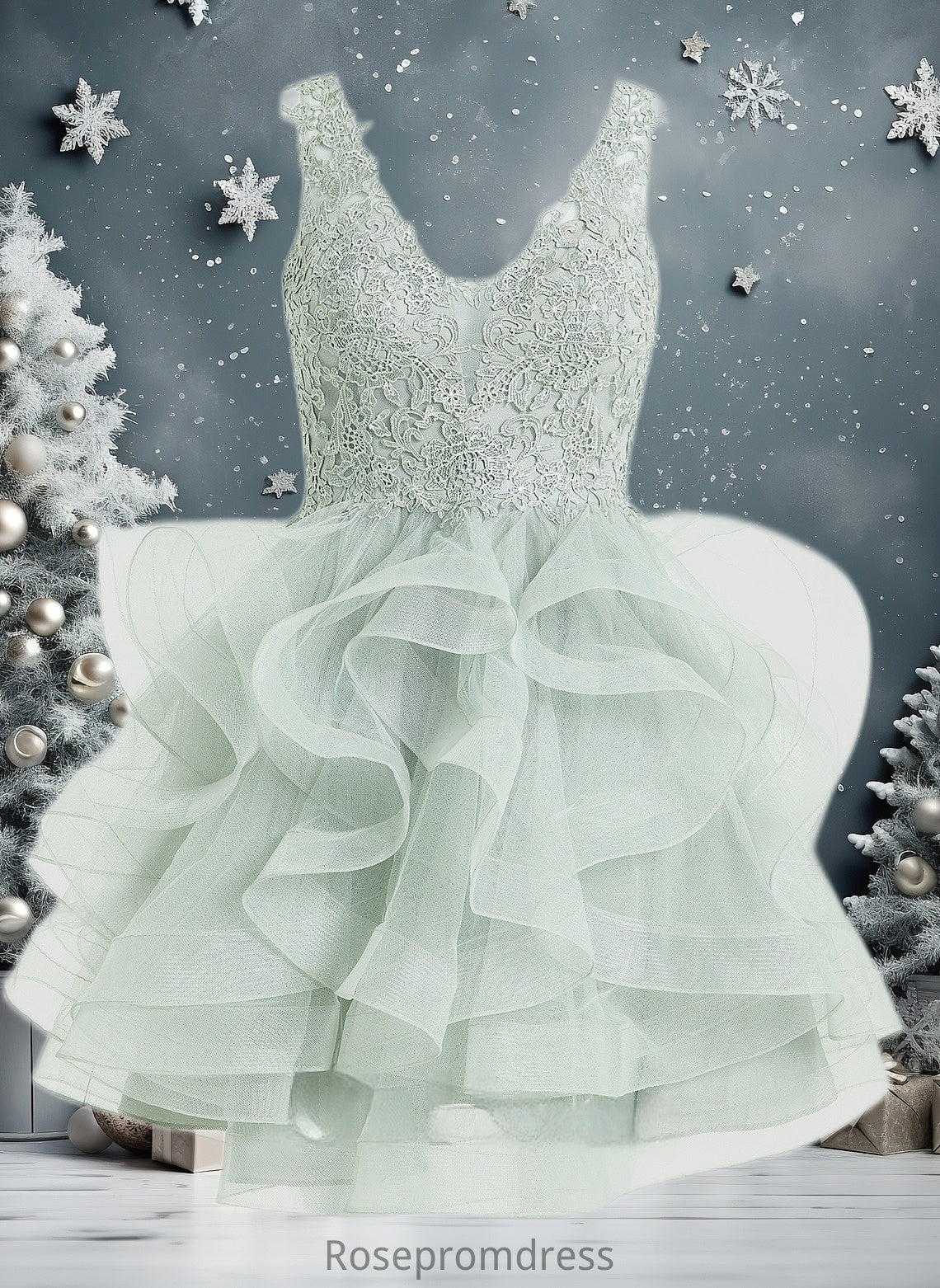 Libby Ball-Gown/Princess V-Neck Short Tulle Lace Homecoming Dress DSP0025671
