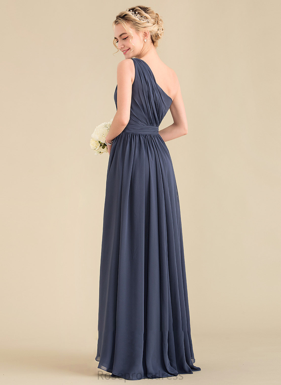 Neckline Fabric Length Silhouette CascadingRuffles One-Shoulder Asymmetrical A-Line Embellishment June A-Line/Princess V-Neck Bridesmaid Dresses
