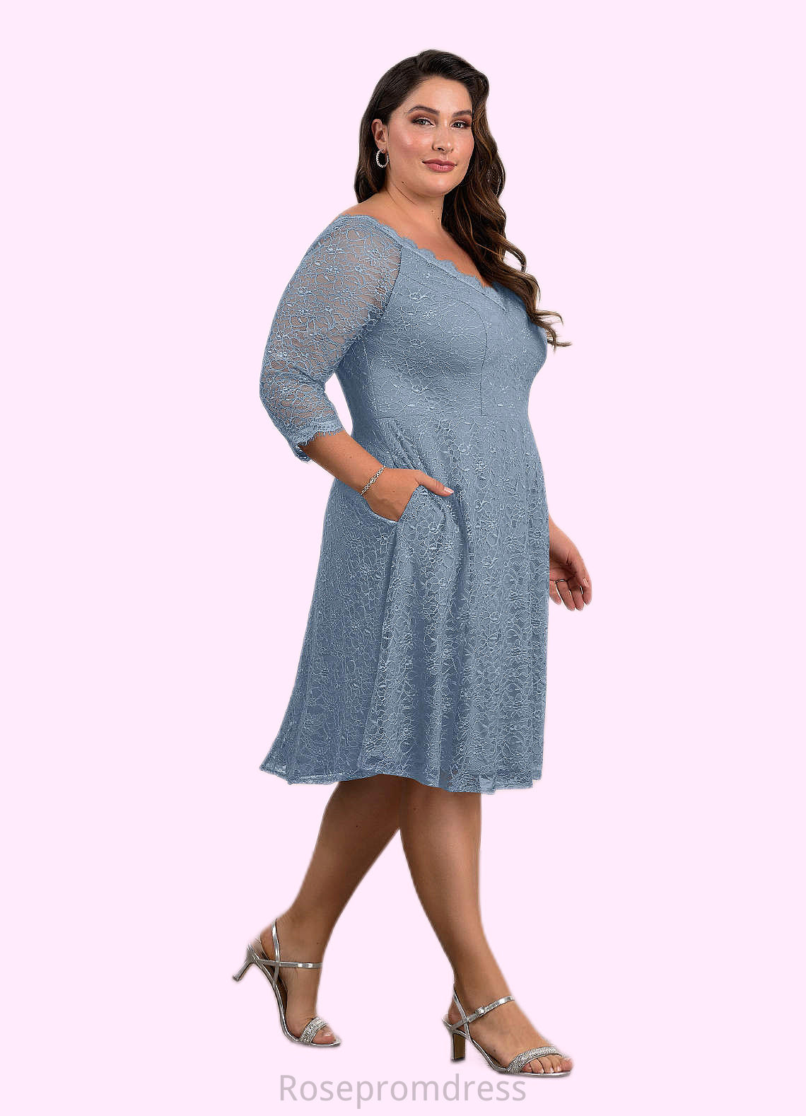 Jaycee A-Line Lace Knee-Length Dress SRSP0019899