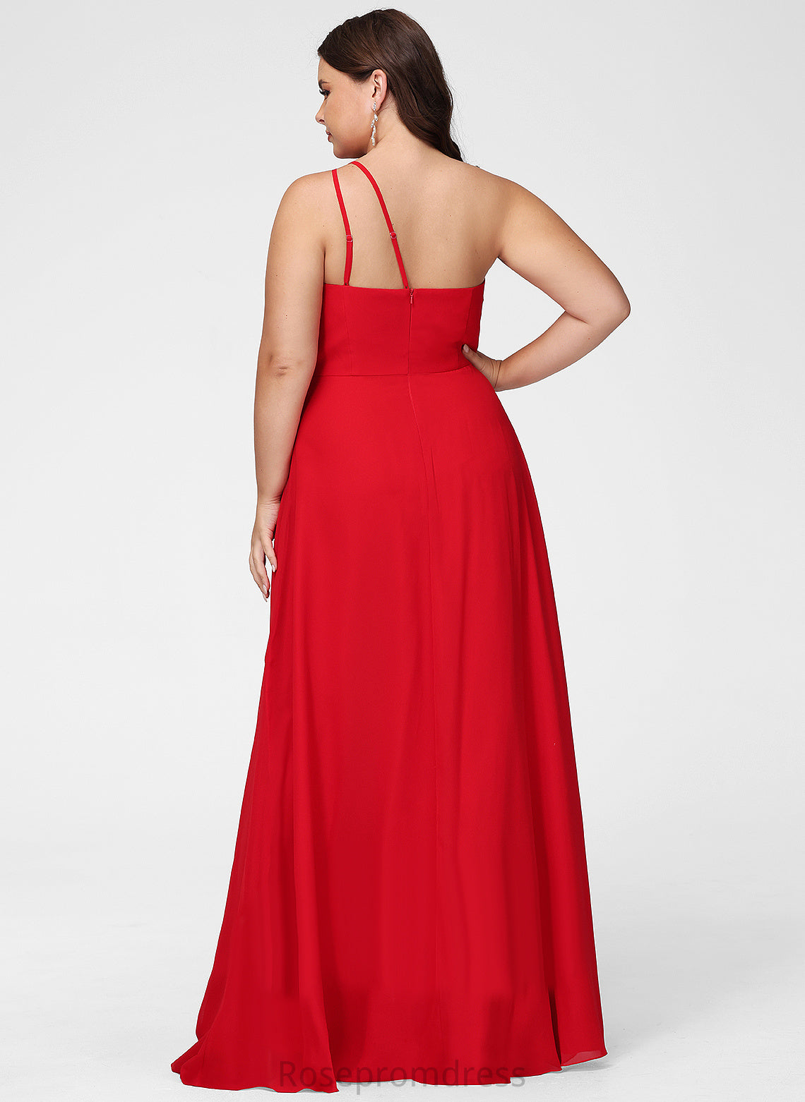 Length Neckline Silhouette Floor-Length One-Shoulder SplitFront Ruffle Embellishment A-Line Fabric Cameron V-Neck Bridesmaid Dresses