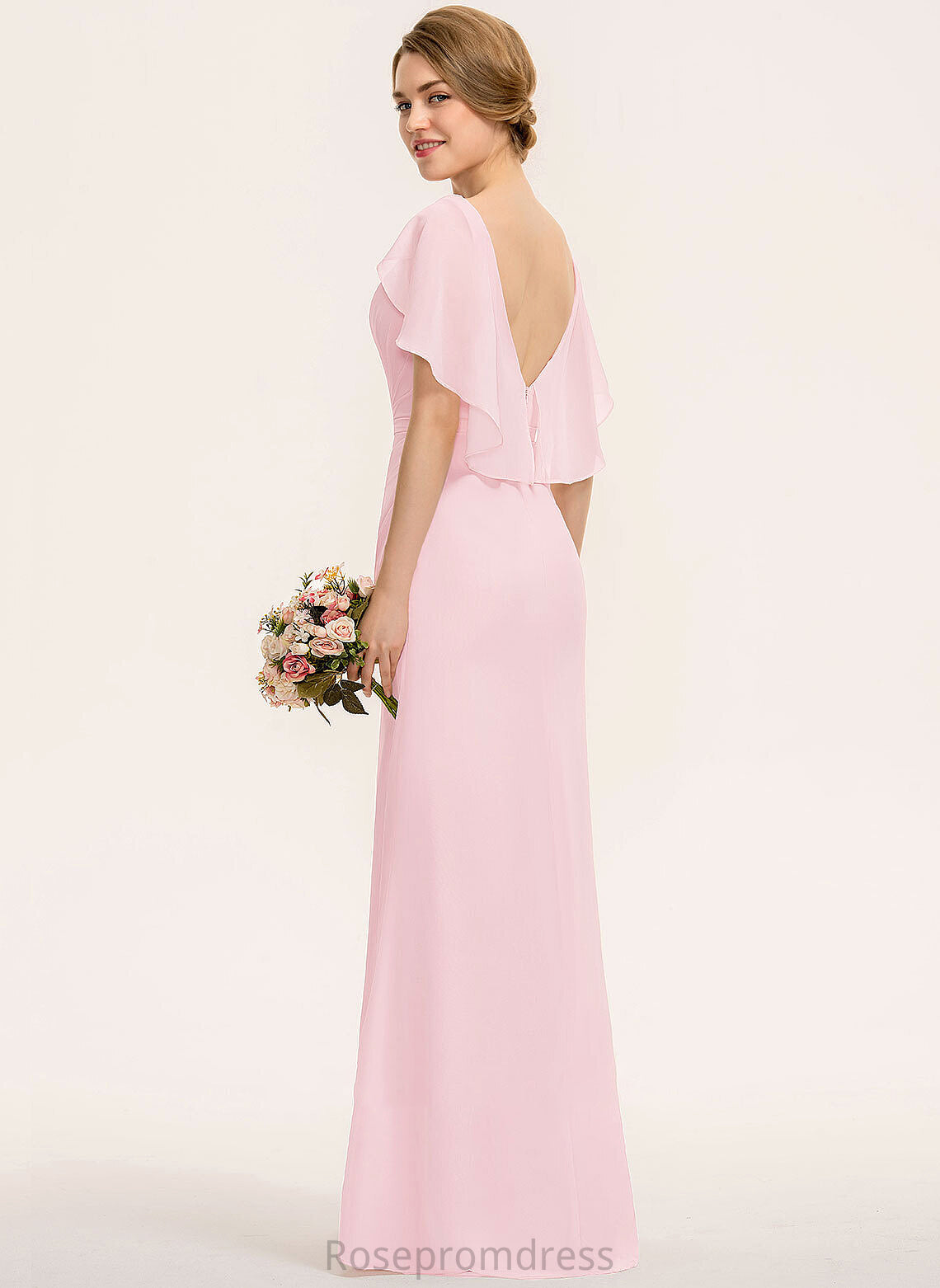 A-Line Embellishment Fabric Silhouette ScoopNeck Length Floor-Length Neckline CascadingRuffles Christina Natural Waist A-Line/Princess Bridesmaid Dresses