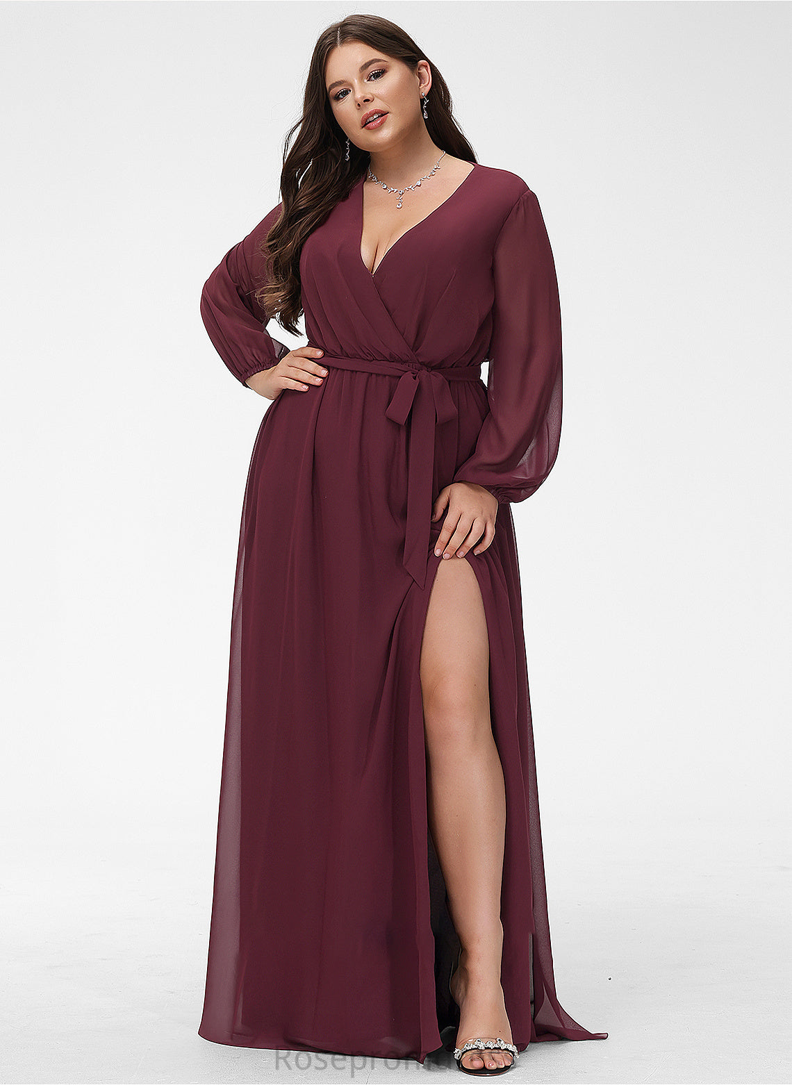 Neckline SplitFront Length Ruffle Fabric A-Line Bow(s) Floor-Length Silhouette V-neck Embellishment Katelyn Bridesmaid Dresses