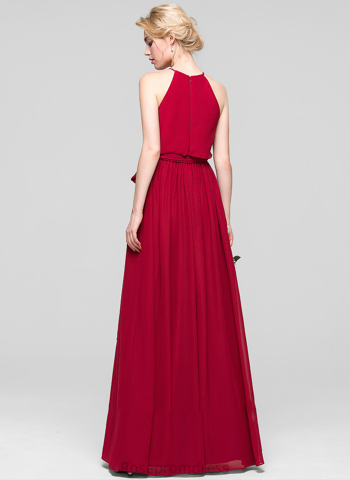Neckline Fabric Silhouette A-Line Length Bow(s) Embellishment Floor-Length ScoopNeck Thelma A-Line/Princess One Shoulder Bridesmaid Dresses