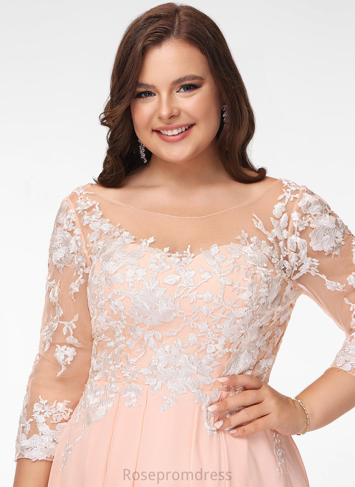 Lace With Dress Lace Cocktail Dresses Knee-Length Lucinda A-Line Chiffon Neck Cocktail Scoop