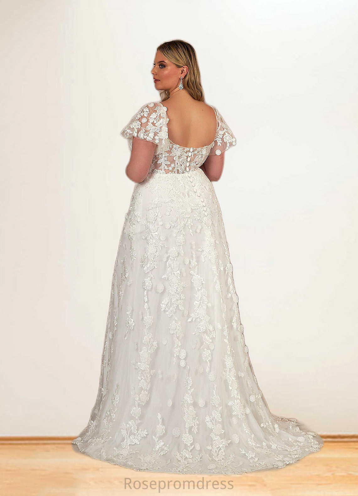 Sara A-Line Lace Sweep Train Dress SRSP0020025