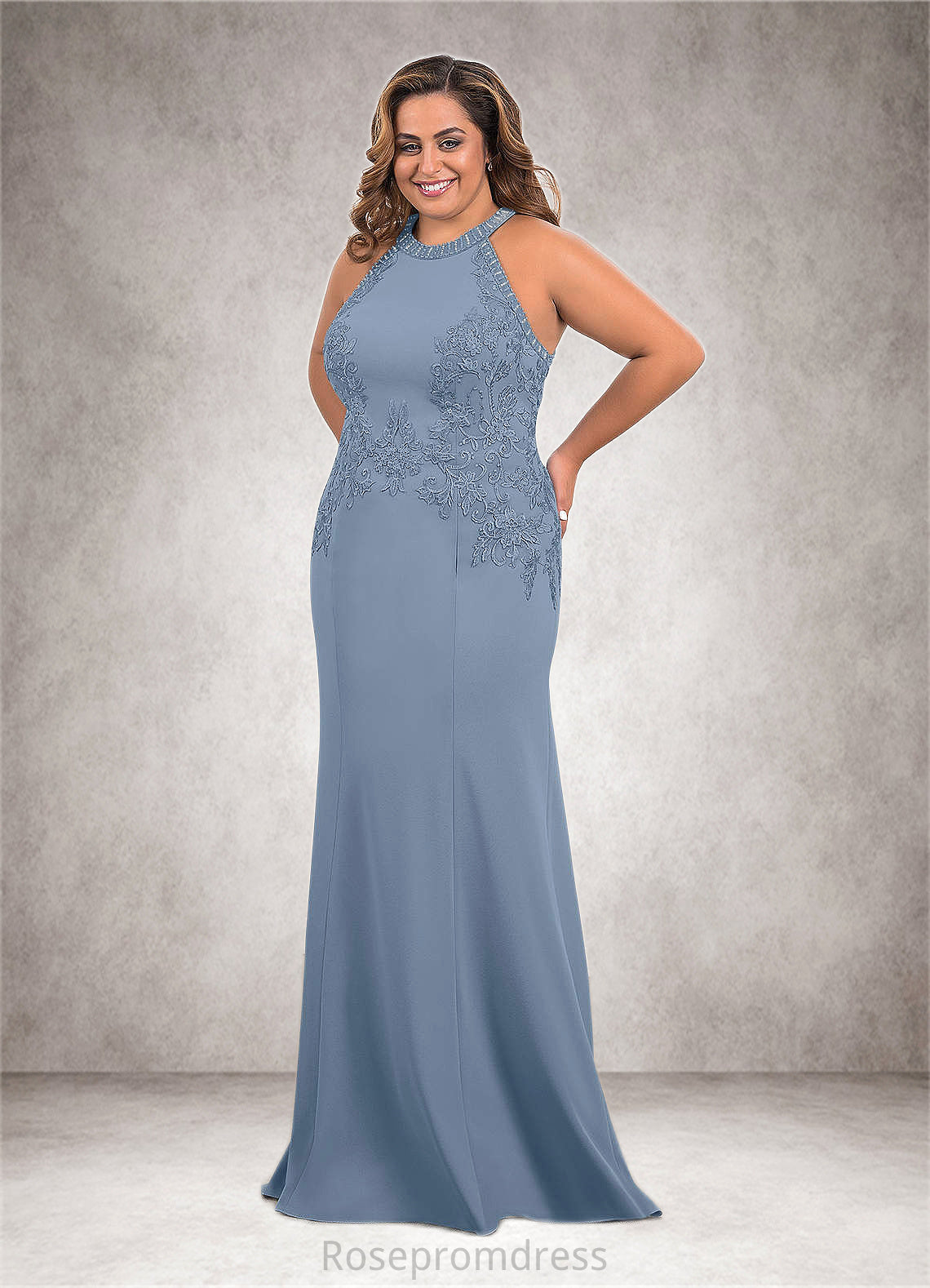 Mollie Mermaid Sequins Stretch Crepe Sweep train Dress SRSP0019825