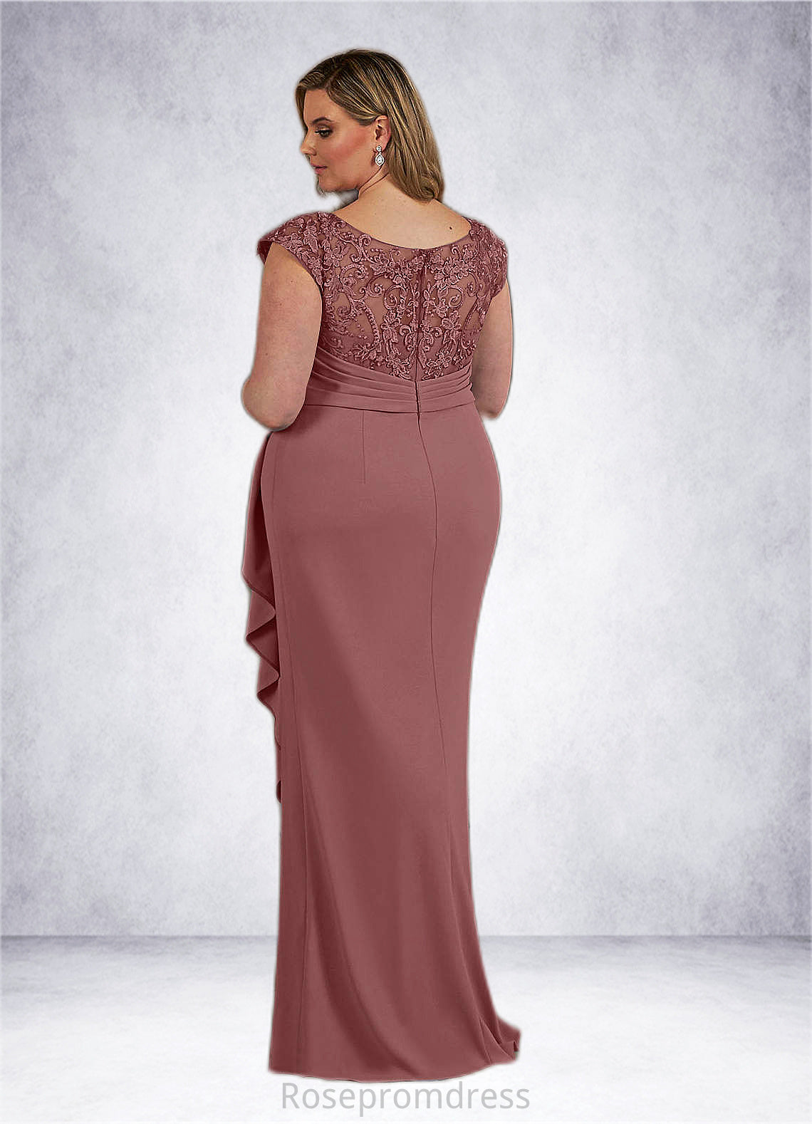Jacquelyn Mermaid Lace Stretch Crepe Floor-Length Dress SRSP0019898
