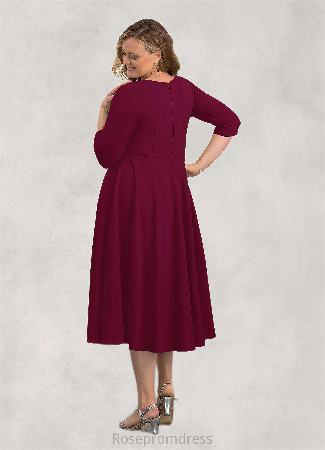 Janiah A-Line Stretch Crepe Tea-Length Dress SRSP0019961