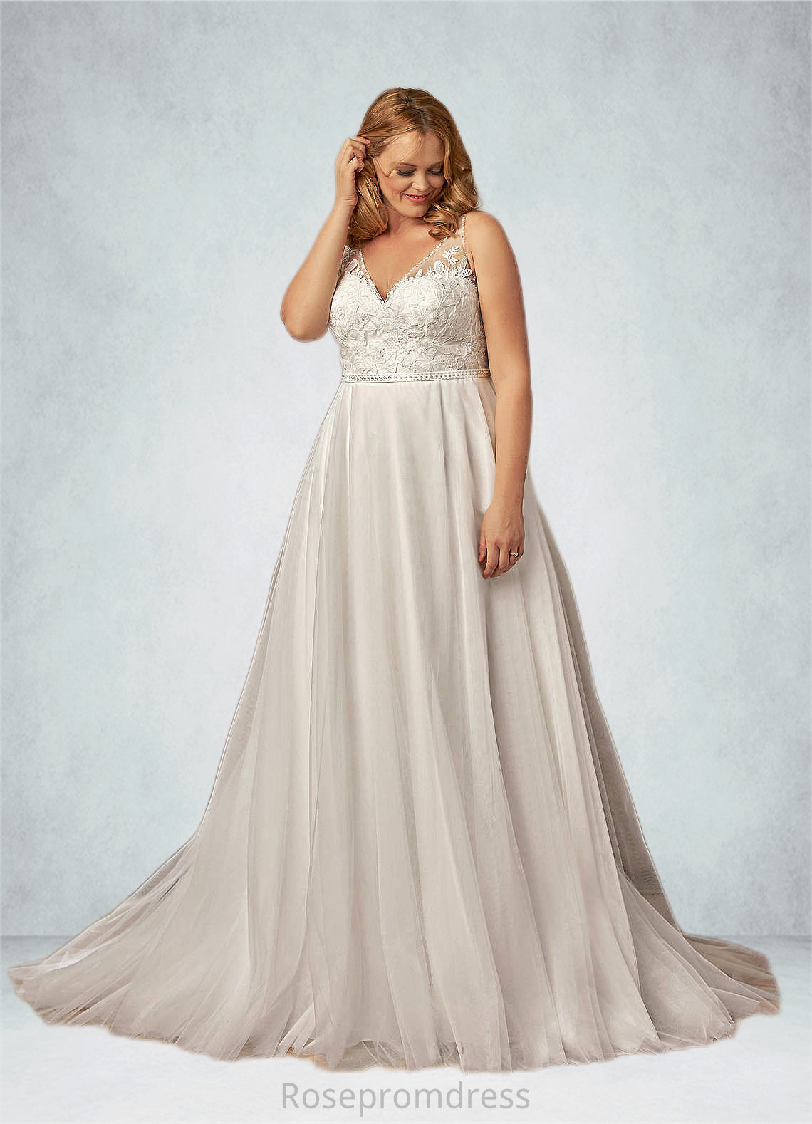 Tiara A-Line Sequins Tulle Chapel Train Dress SRSP0020100