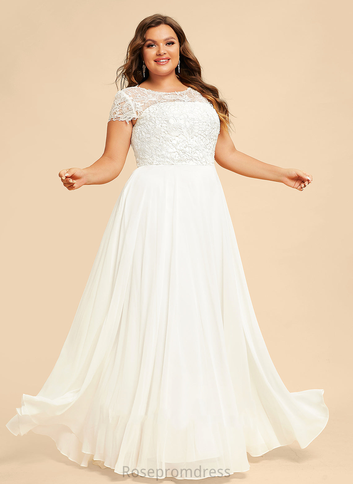 Lilianna Scoop Chiffon A-Line Dress Lace Floor-Length Wedding Wedding Dresses