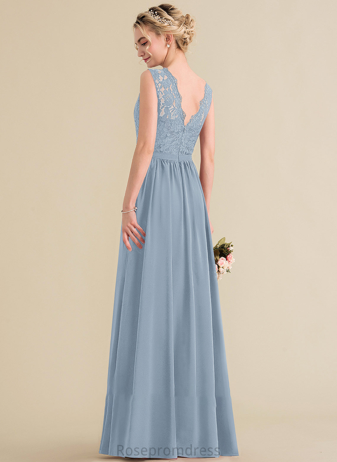 ScoopNeck Length Silhouette Embellishment SplitFront A-Line Fabric Floor-Length Neckline Madge Floor Length Scoop Bridesmaid Dresses