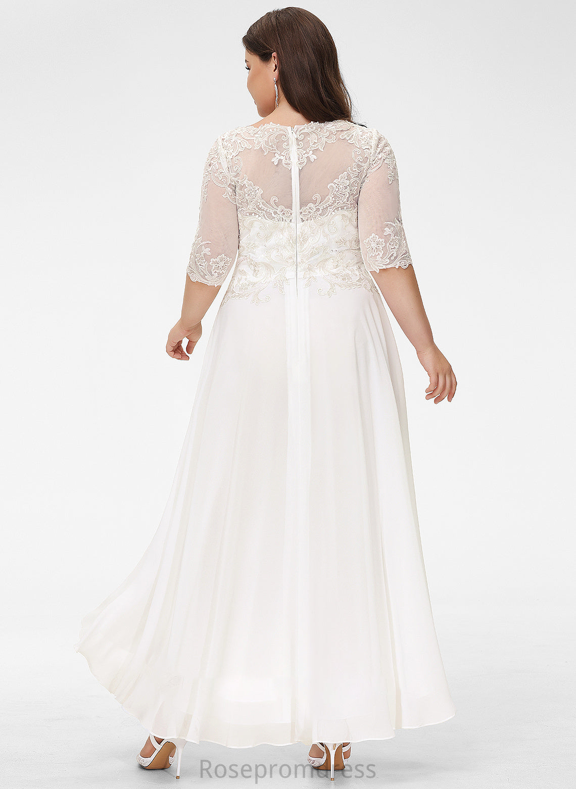 Asymmetrical A-Line With Beading Wedding Dresses Dress Neck Sequins Scoop Chiffon Wedding Lillie