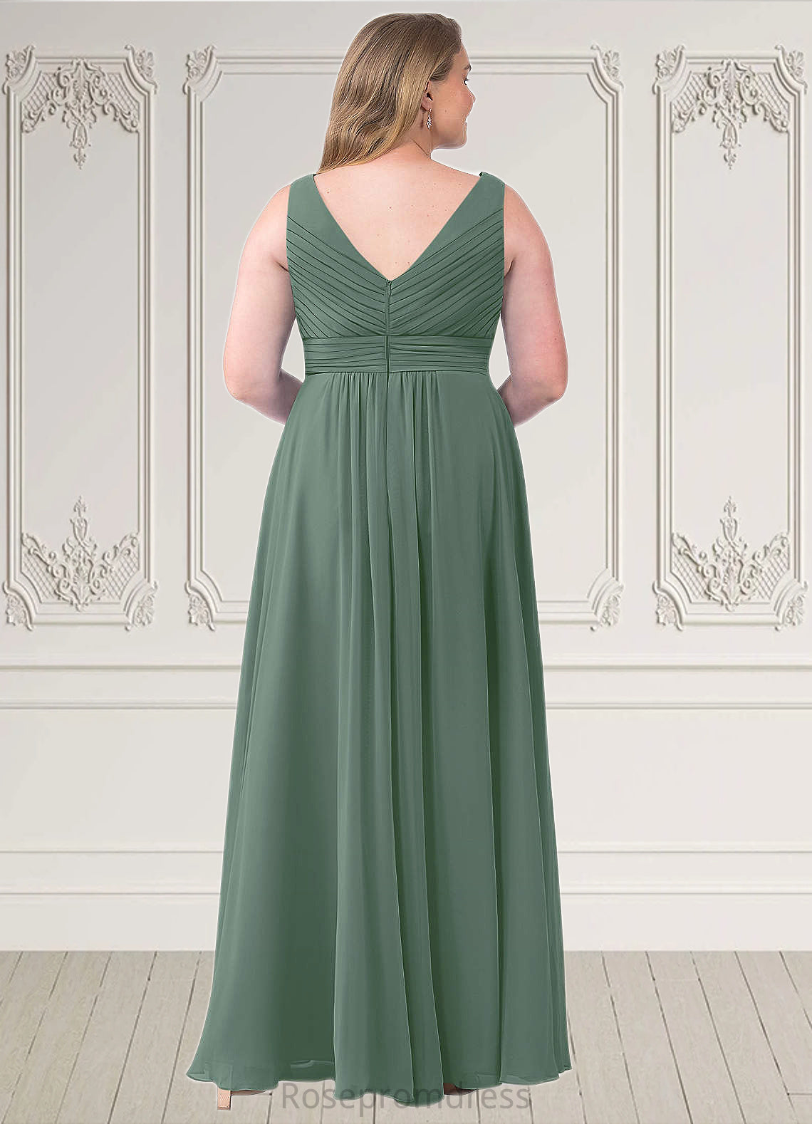 Allison A-Line Pleated Chiffon Floor-Length Dress SRSP0019658
