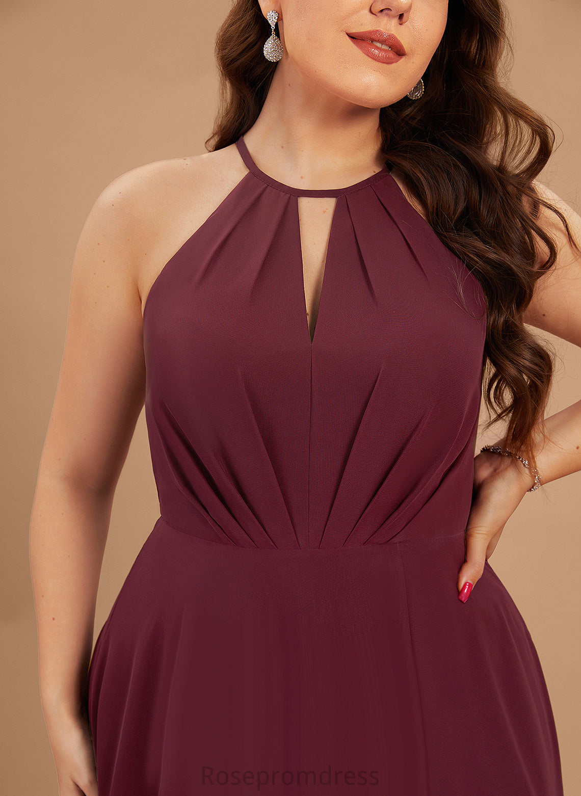 Silhouette A-line Halter Neckline Length Floor-Length Fabric Straps&Sleeves Meadow Bridesmaid Dresses