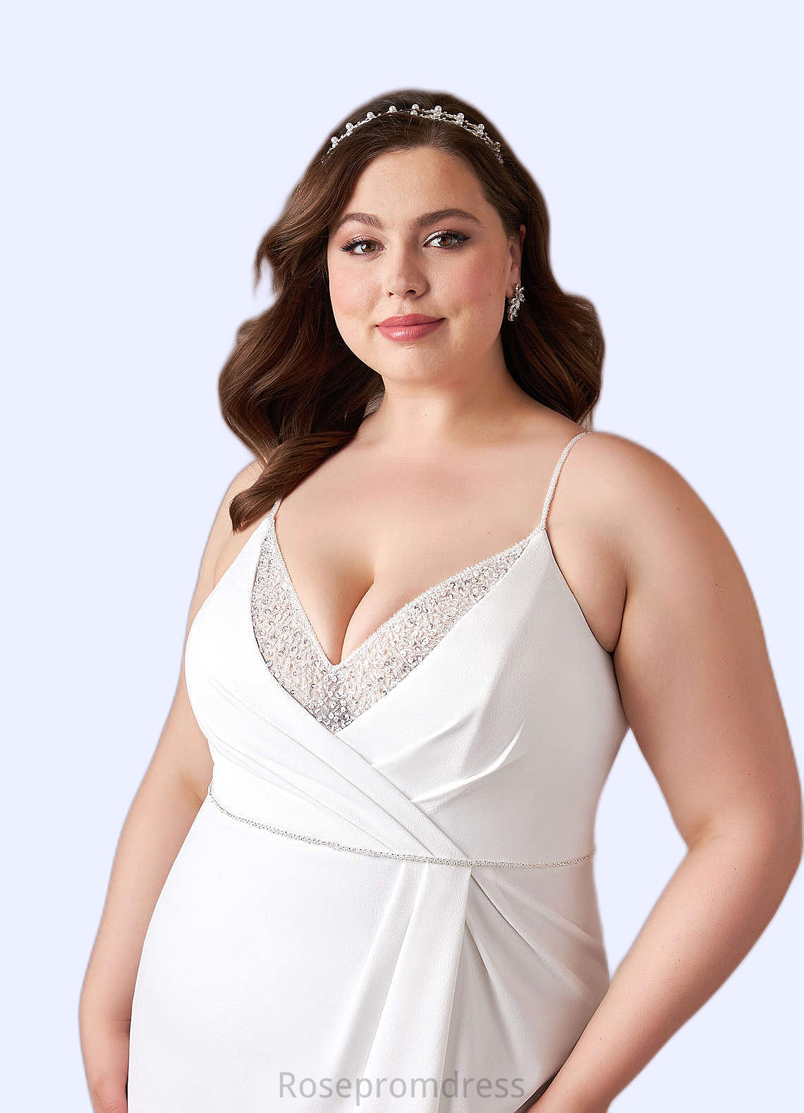 Frances Mermaid Sequins Stretch Crepe Chapel Train Dress SRSP0020112