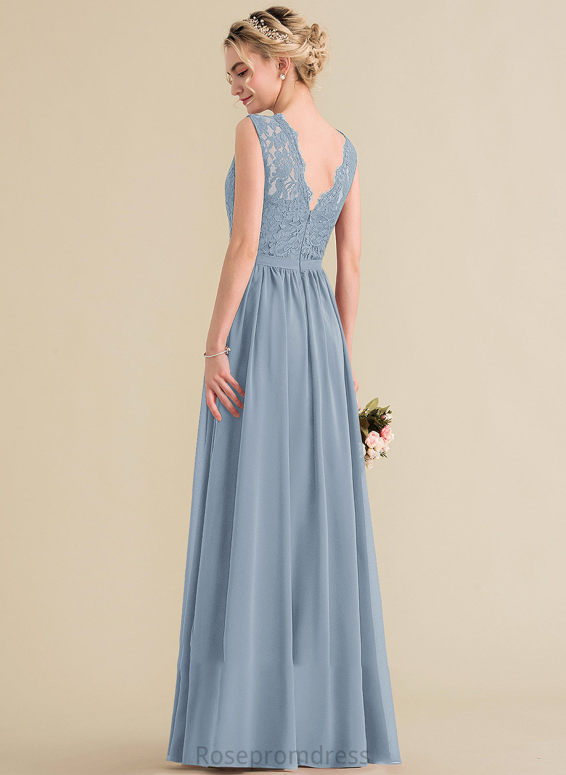 ScoopNeck Length Silhouette Embellishment SplitFront A-Line Fabric Floor-Length Neckline Madge Floor Length Scoop Bridesmaid Dresses
