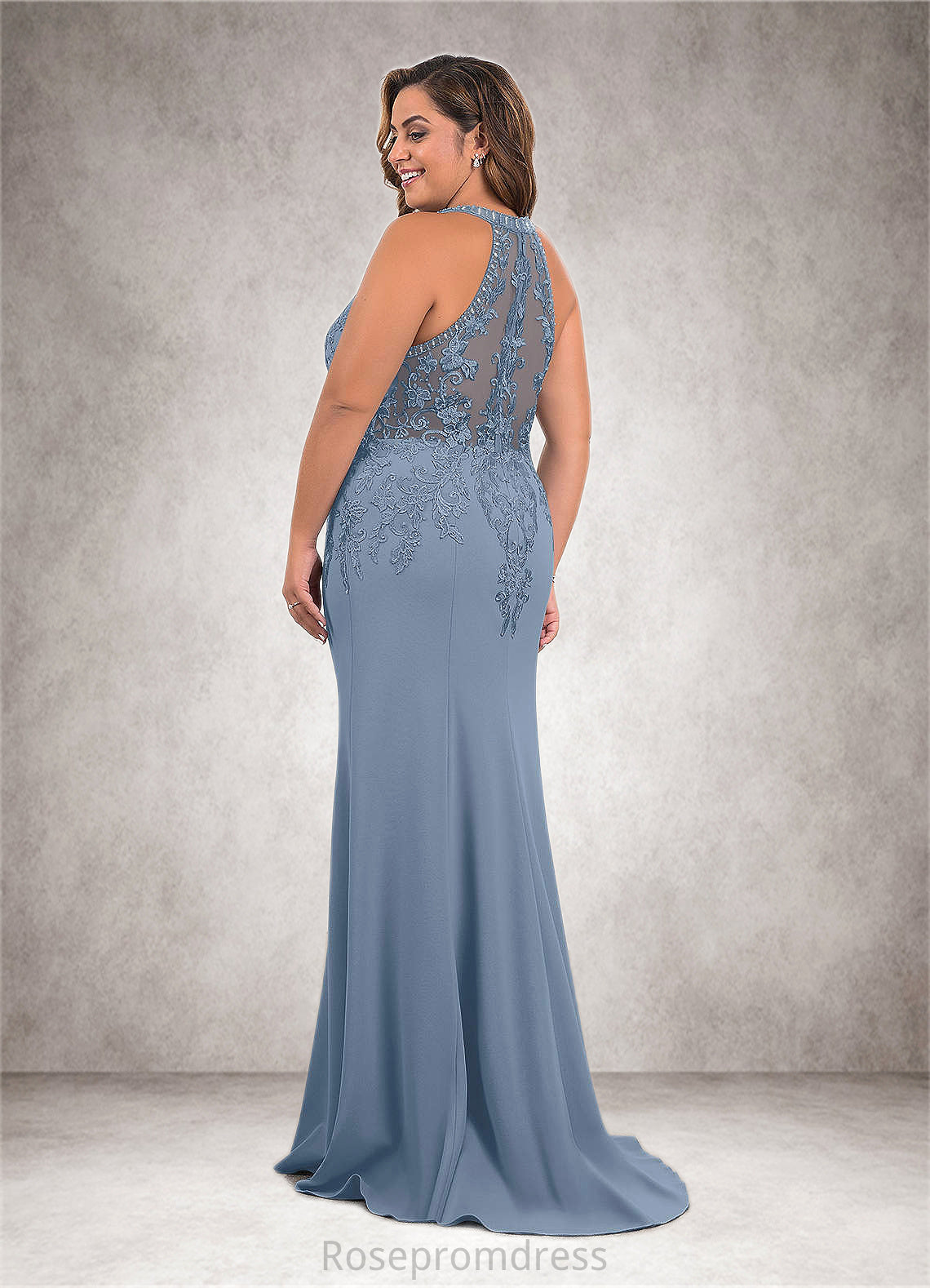 Mollie Mermaid Sequins Stretch Crepe Sweep train Dress SRSP0019825